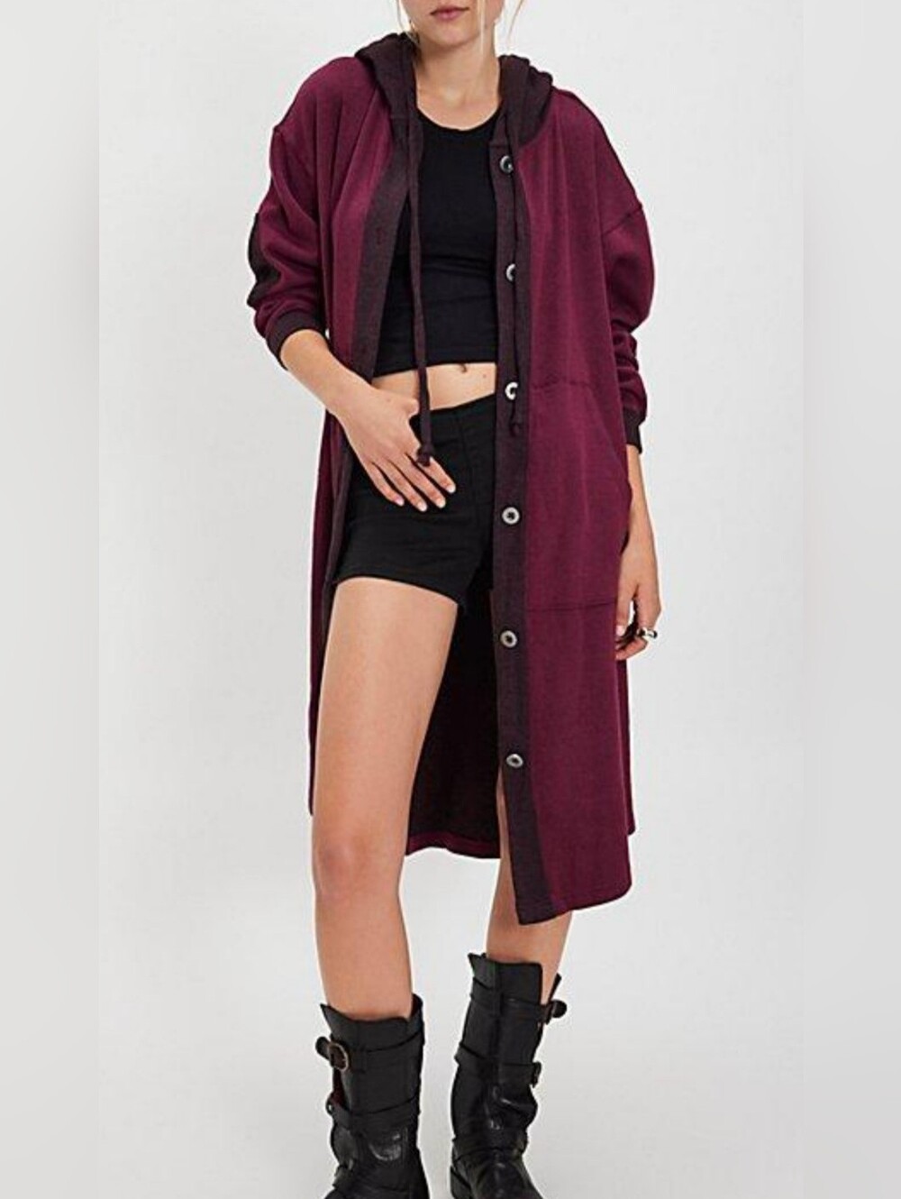 Free People Long Cardigan Hooded